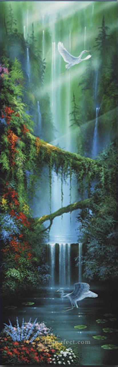 Serenity Falls rainforest mountains Oil Paintings